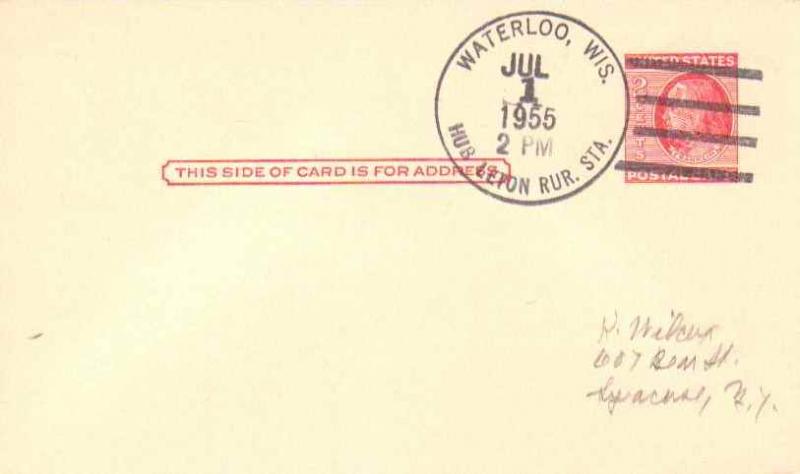 United States Wisconsin Hubbleton Rur. Sta. Waterloo 1955 4-bar  1955-1957  P...