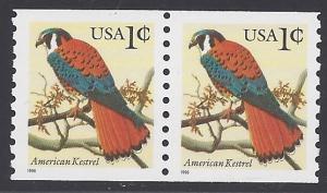 #3044 1c American Kestrel Coil Pair 1996 Small Date 