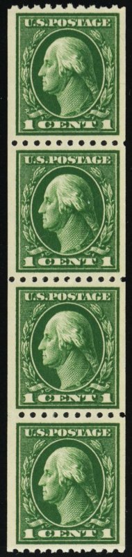 441, Mint VF NH 1¢ Coil Strip Of Four - VERY FRESH