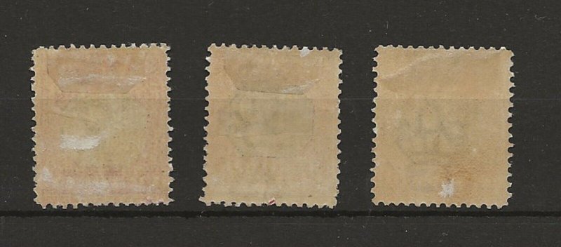 Australia Victoria 1890 Postage Dues sg.D1, D2 (inverted wmk) D3 MH 