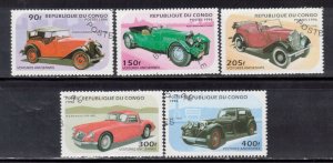 Congo People Republic Classic Automotive Stamps Sc 1089-1093