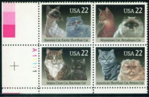 Scott 2372 - 2375 or 2375a, 22c Cats, PB4 #A11111 LL, MNH Beauty