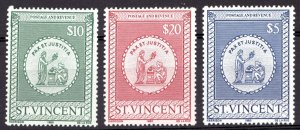 1980 St. Vincent AR4-6 Postal Fiscals - $5 $10 $20 Coat of Arms MNH Cv$12.50