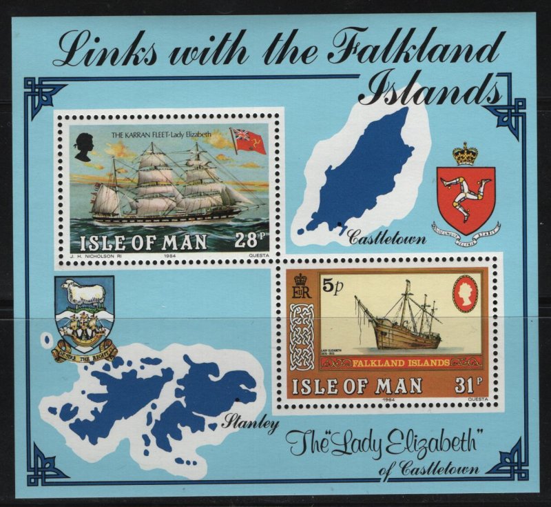 ISLE OF MAN, 259, SHEET OF 2, MNH, 1984 Links with Falkland islands