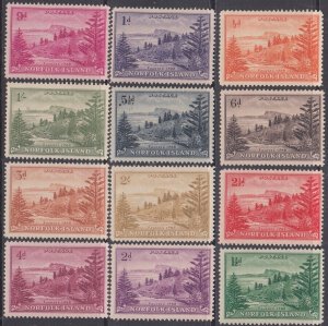 NORFOLK ISLAND # 1-12 CPL VLH SET of 12 - VIEW of BALL BAY