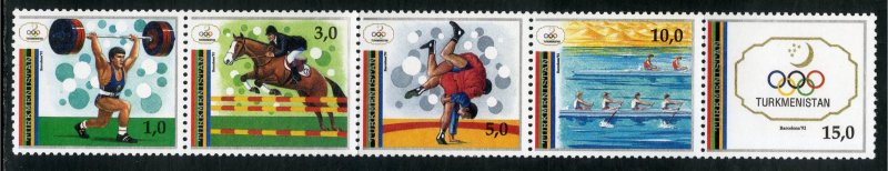 TURKMENISTAN 22 STRIP-5 MNH SCV $5.00 BIN $2.50 OLYMPICS