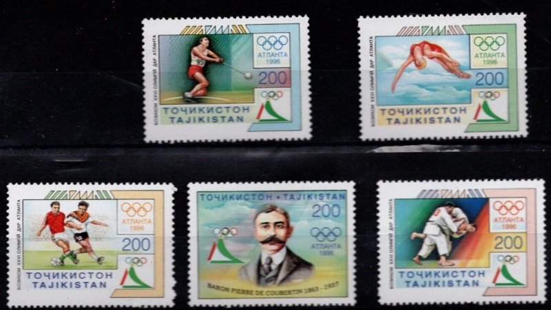 Tajikistan 1996 MNH Stamps Scott 99-103 Sport Olympic Games Judo Football Soccer