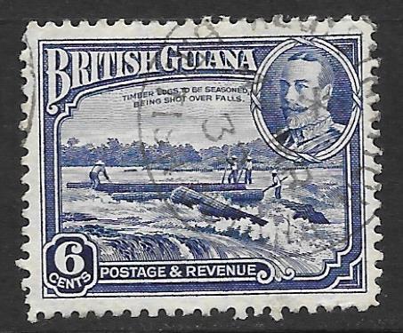 British Guiana Scott #214 Used 6c Shooting Logs over Falls 2017 CV $7.50