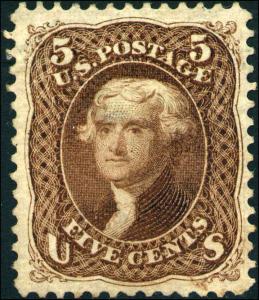 1875 US #105 A26 5c Mint No Gum Stamp Brookman Catalogue Value $1750 Certified