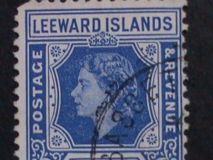 ​LEEWARD ISLANDS-1954 SC#140 QUEEN ELIZABETH II REVENUE-USED -VF-69 YEARS OLD