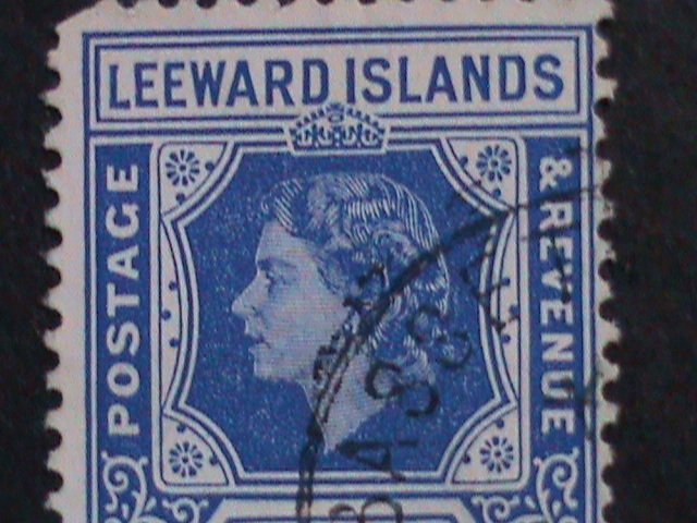 ​LEEWARD ISLANDS-1954 SC#140 QUEEN ELIZABETH II REVENUE-USED -VF-69 YEARS OLD