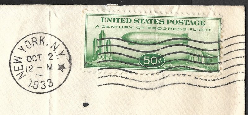 Doyle's_Stamps: Historic Scott #C18 50c  Baby Zeppelin  FDC