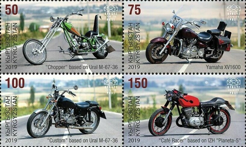 KYRGYZSTAN (KEP)/2019 - Motorcycles (Chopper, Yamaha, Custom, Café Racer),  MNH 