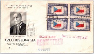 US COVER FIRST DAY OF ISSUE WW 2 OCCUPIED NATIONS CZECHOSLOVAKIA BLOCK (4) 1943