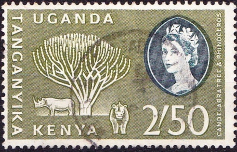 KENYA UGANDA TANGANYIKA 1960 QEII 2s50 Olive-Green & Deep Bluish Green SG195 FU