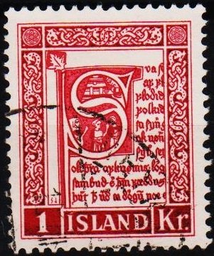 Iceland. 1953 1k S.G.321 Fine Used