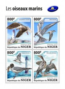 Niger - 2018 Sea Birds on Stamps - 4 Stamp Sheet - NIG18511a