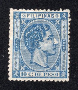 Philippines 1877 10c blue Alfonso XII, Scott 55 MNG, value = $4.50