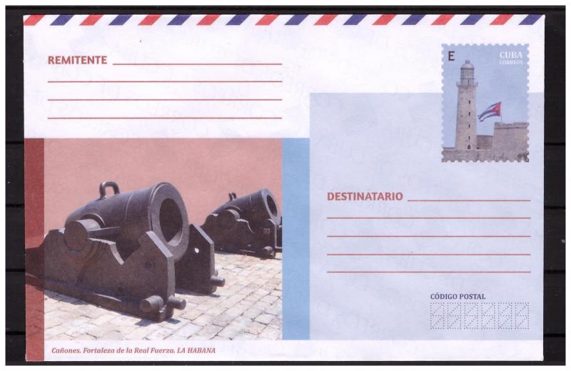 CUBA prestamped envelope 2018 Cannons  Lighthouse