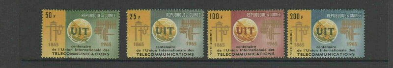 GUINEA #380-381, C73-C74  1965  ITU CENTENARY      MINT  VF NH  O.G