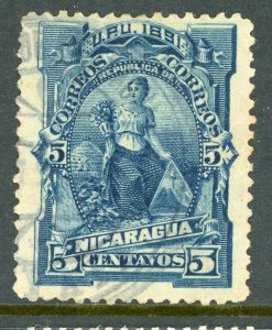 Nicaragua 1891 Seebeck 5¢ Goddess of Plenty Scott #32 VFU Z344 ⭐