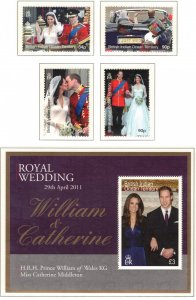 BIOT 2011 Royal Wedding; Scott 426-30, SG 459-63; MNH