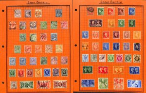 Great Britain Stamp Collection on 14 Pages, Nice Lot (BB)