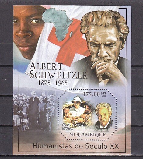 Mozambique, 2011 issue. Dr. Albert Schweitzer s/sheet. ^