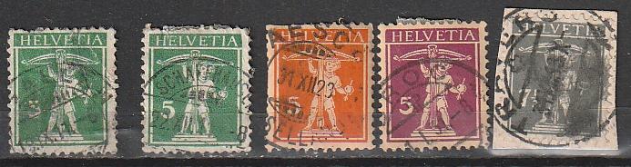 #157-8,160,162 Switzerland Used