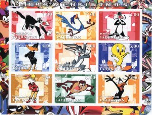 Tadjikistan 2001 BUGS BUNNY CARTOONS DISNEY Sheetlet (9) IMPERFORATED MNH