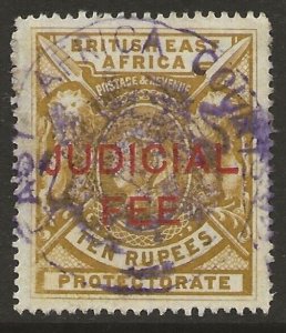 British East Africa | BEA | KUT 1897 QV Judicial Fee Revenue 10R F/VF Used-