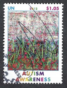 United Nations #1040 $1.05 Autism Awareness (2012). Used.