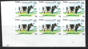 Cuba 3636 MNH BLOCK OF 6 IMPRF [D5]