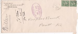 U.S. A.L. Bennett, County Clerk, Kiowa County,Kansas 1901 Stamps Cover Ref 44150