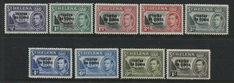 Tristan Da Cunha overprinted KGVI 1952 set to 1/  mint o.g.