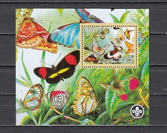 Benin, 2007 Cinderella issue. Butterflies s/sheet. Scout logo..