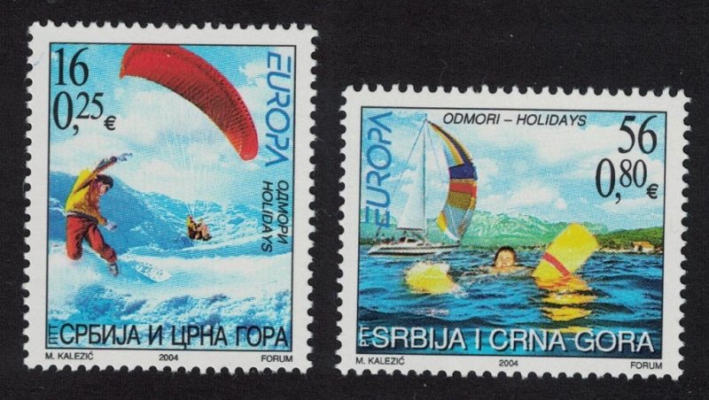 Serbia and Montenegro Paragliding Water skiing Europa Holidays 2v 2004 MNH