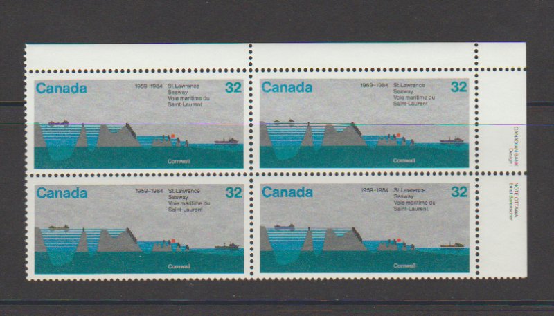 Canada 1015 St Lawrence Seaway 25th Anniversary Plate Block UR MNH 1984