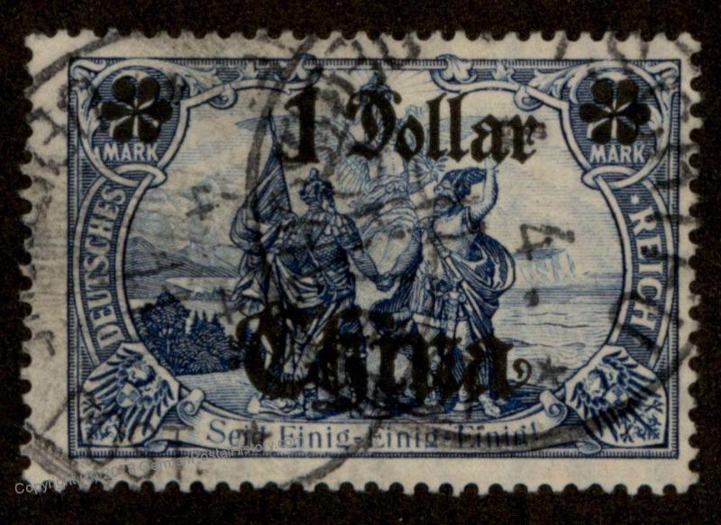 Germany 1911 Offices in China 1 Dollar Used Michel Mi45IAII Stamp 69596