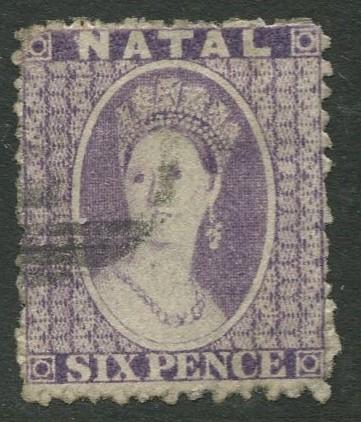 NATAL - Scott 16 - QV Definitive - 1864 - WMK 1 - Used - 6p Stamp