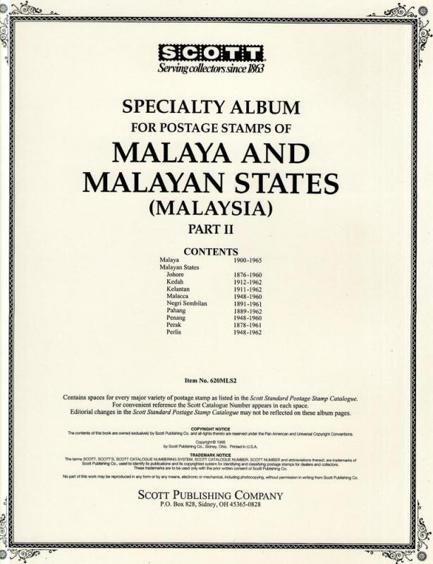 Scott Specialty Album pages for Malaya used