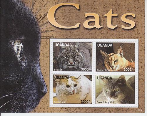 2014 Uganda Cats MS4 (Scott 2107) MNH