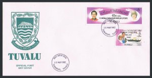 Tuvalu B1-B2 FDC. Mi 161-162. Royal wedding, Diana. Tonga Cyclone Relief 1982.