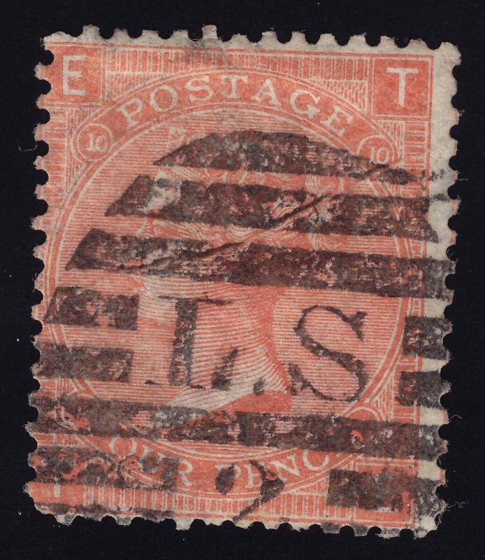 Great Britain Scott 43 Used 4p  Vermilion plate 10 1865 Lot OGB0017 