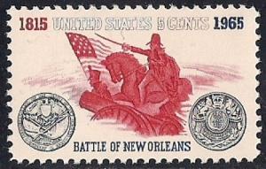 #1261 5 cent Battle of New Orleans mint OG NH XF