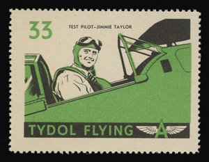 TYDOL FLYING A POSTER STAMPS OF 1940 - #33, TEST PILOT - JIMMIE TAYLOR