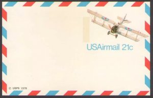 25 -21c Curtiss Jenny Airmail Postal Cards (UXC17)  1978 MINT