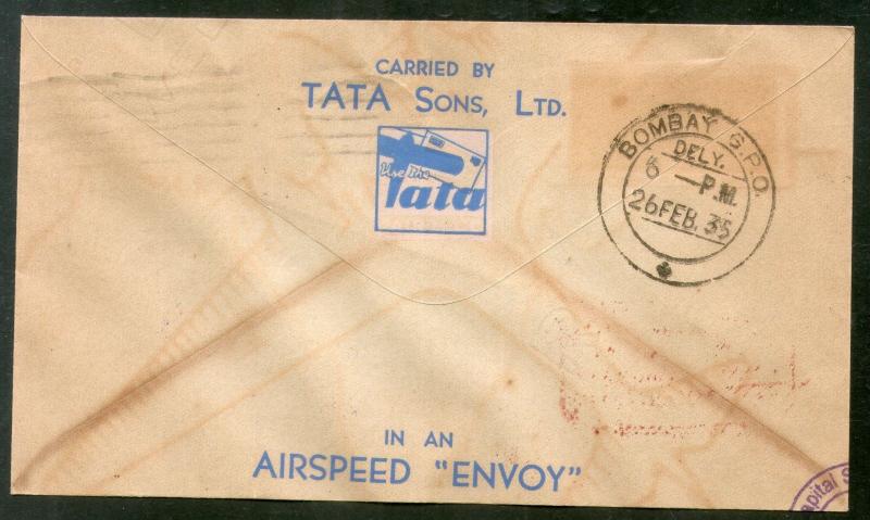 India 1935 Calcutta Bombay Demonstration First Flight Cover by Tata Sons #PH3101