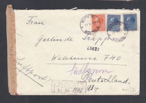 BULGARIA 1942 WWII REGISTERED CENSORED COVER KOLIRLO TO GERMANY VIA SOFIA