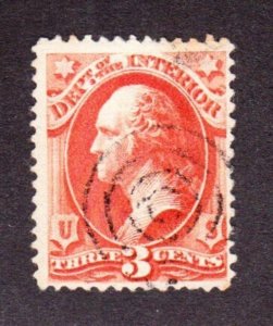 US O17 3c Interior Department Official Used w/ 4 Ring Target Cancel (002)